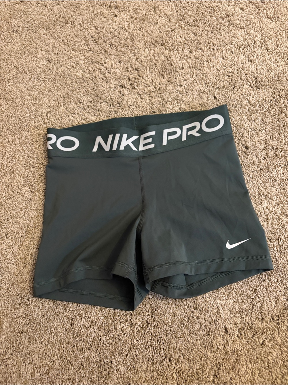 Nike Pro Women's Shorts in Dark Olive with White Logo